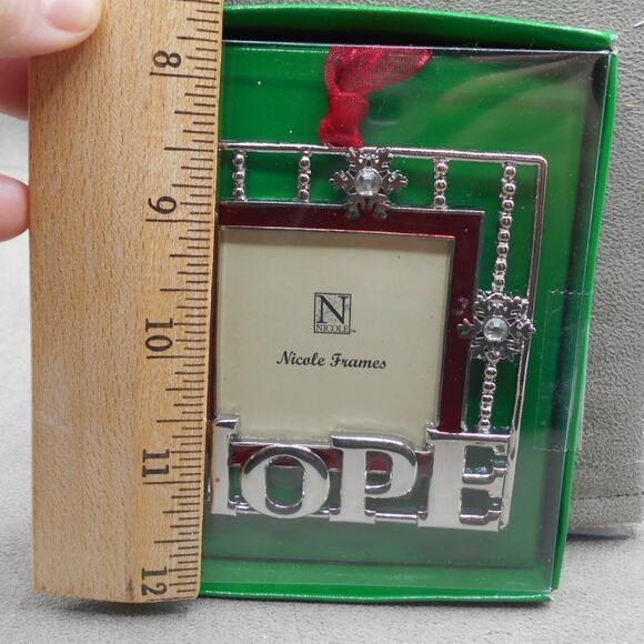 Silver HOPE Picture Frame Christmas Ornament NIB Nicole Frames - Picture 3 of 4